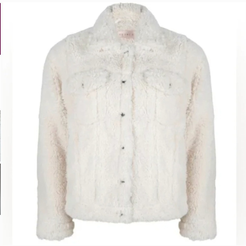 EsQualo‎ Teddy Sherpa Faux Fur Plush Jacket Size 12 Offwhite COZY